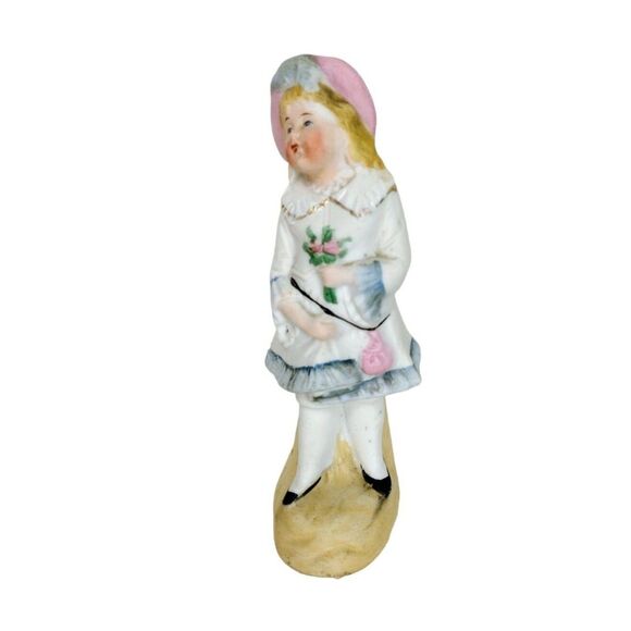 Vintage Bisque Girl and Boy Rosy Cheeks Porcelain Figurines Made in Germany - Picture 9 of 12
